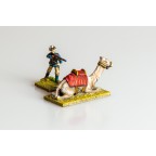 Colonial British Army - Dismounted camel corps standing firing with kneeling camel, separate saddle
